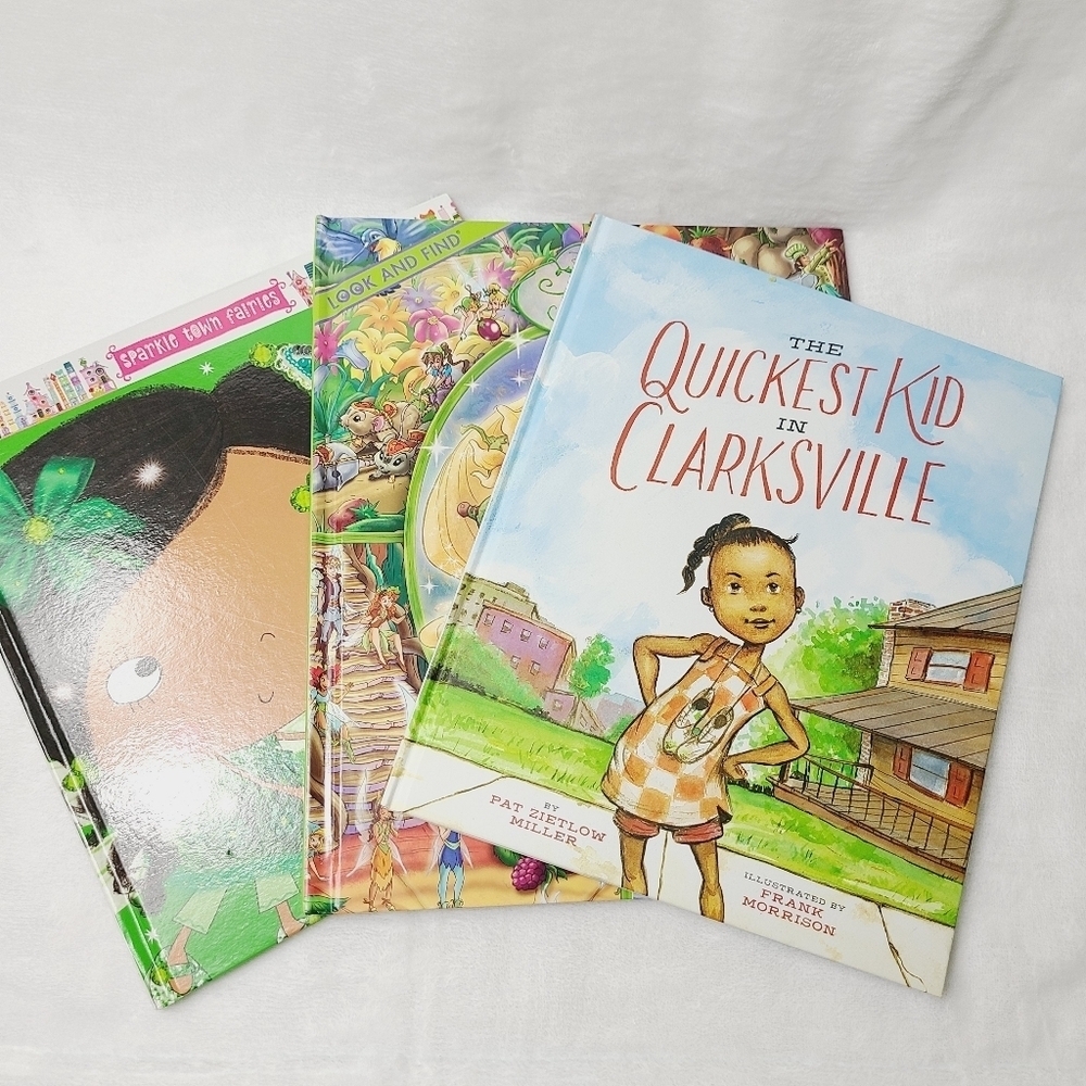 3 BOOKS:ESME THE ESMERALD FAIRY, THE QUICKEST KID IN CLARKSVILLE, DISNEY FAIRIES